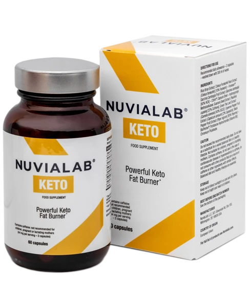 Envase principal del suplemento NuviaLab Keto.